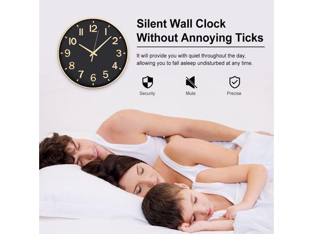 HZDHCLH Black Wall Clocks Battery Operated,12 inch Silent Non Ticking Modern Clock for Wall, 3D Numbers Wall Clock for Kitchen Bedroom Living Room...