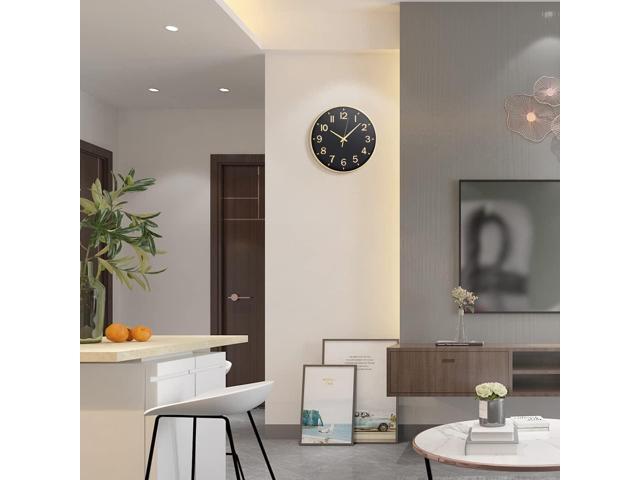 HZDHCLH Black Wall Clocks Battery Operated,12 inch Silent Non Ticking Modern Clock for Wall, 3D Numbers Wall Clock for Kitchen Bedroom Living Room...