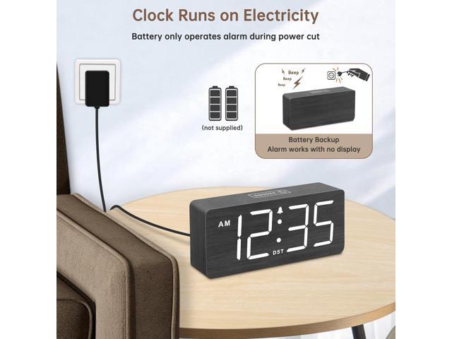 DreamSky Wooden Digital Alarm Clock for Bedroom - Loud Alarm Clock for Heavy Sleepers with Volume Control, Desk Clocks for Living Room with Large...