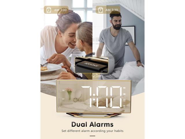 Loud Alarm Clock for Heavy Sleeper, 2 Alarms Big Display Clock with Bed Shaker for Hard of Hearing Deaf,Plug in Bedroom Mirror Clock,Phone...