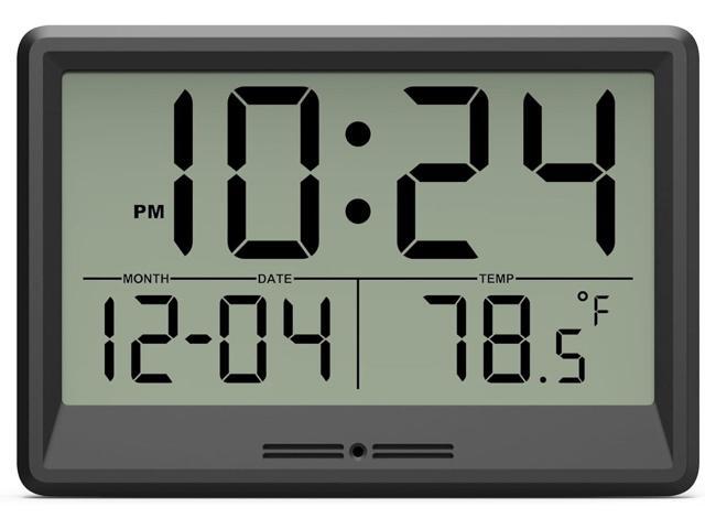 Digital Wall Clock Battery Operated, 8 Inch Small Wall Clock with Large Display, Temperature and Date Simple Desk Clock Silent Wall Mount...