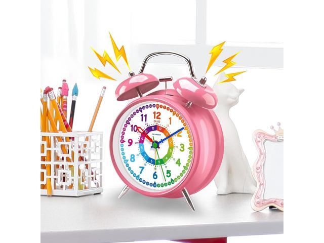 Peakeep Loud Analog Alarm Clock for Kids Learning Telling Time Teaching, 4.5' Twin Bell Alarm Clock Battery Operated for Heavy Sleepers Adults...