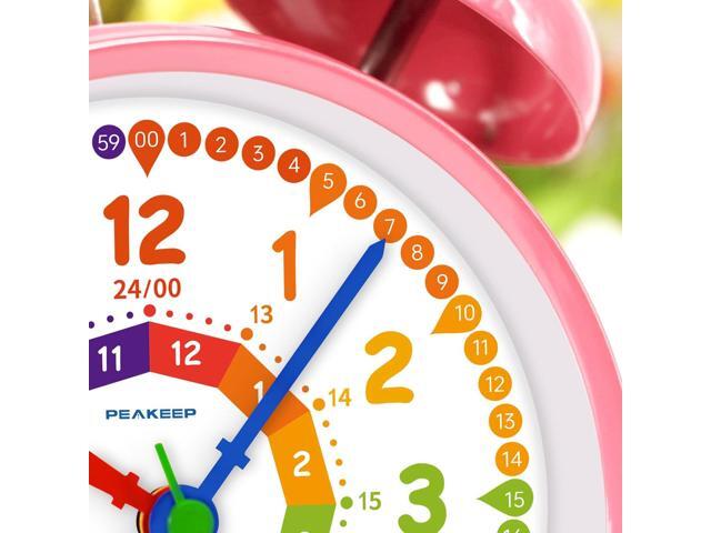 Peakeep Loud Analog Alarm Clock for Kids Learning Telling Time Teaching, 4.5' Twin Bell Alarm Clock Battery Operated for Heavy Sleepers Adults...