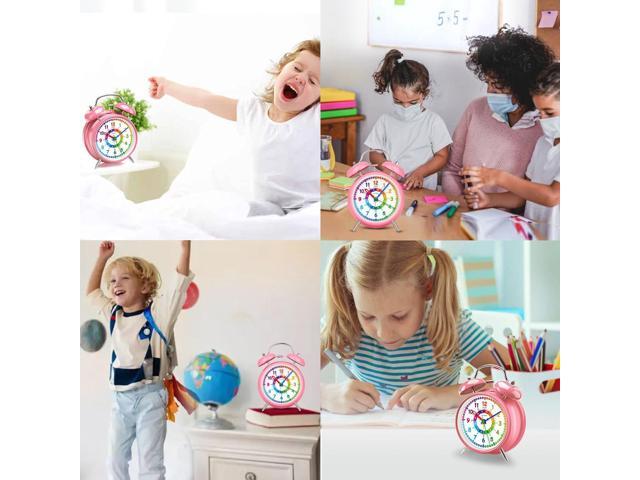 Peakeep Loud Analog Alarm Clock for Kids Learning Telling Time Teaching, 4.5' Twin Bell Alarm Clock Battery Operated for Heavy Sleepers Adults...