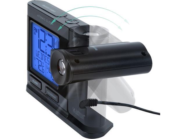 La Crosse Technology 616-41667-INT Black Atomic Projection Alarm Clock with Temperature