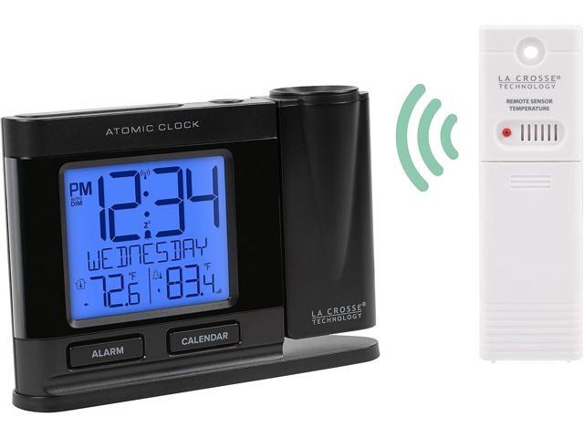 La Crosse Technology 616-41667-INT Black Atomic Projection Alarm Clock with Temperature