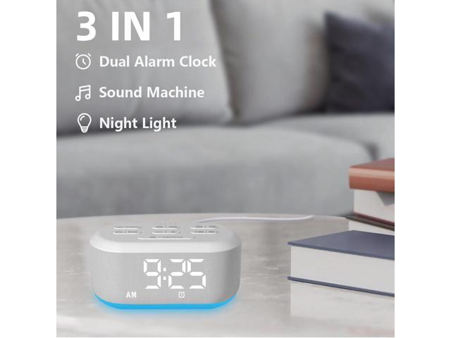 Brown Noise Machine Small Digital Alarm Clock Sound Machine for Bedrooms White Noise Machine Night Light Plug in Desk Clock with 30 Wake up Sounds...