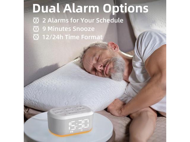 Brown Noise Machine Small Digital Alarm Clock Sound Machine for Bedrooms White Noise Machine Night Light Plug in Desk Clock with 30 Wake up Sounds...
