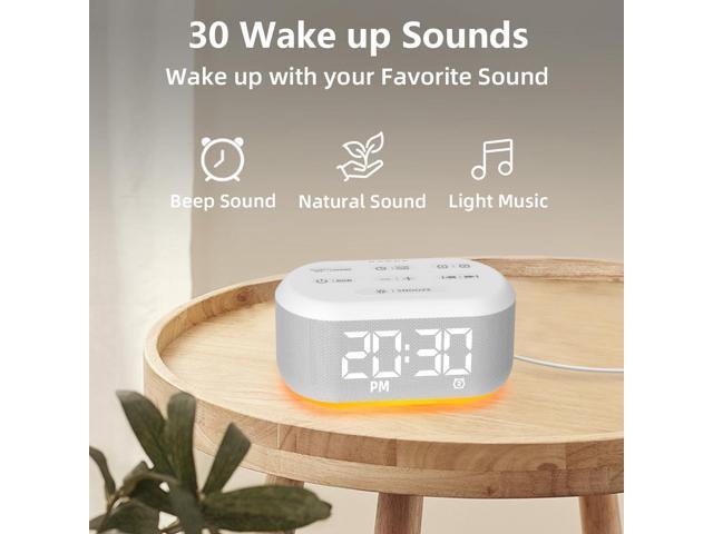 Brown Noise Machine Small Digital Alarm Clock Sound Machine for Bedrooms White Noise Machine Night Light Plug in Desk Clock with 30 Wake up Sounds...