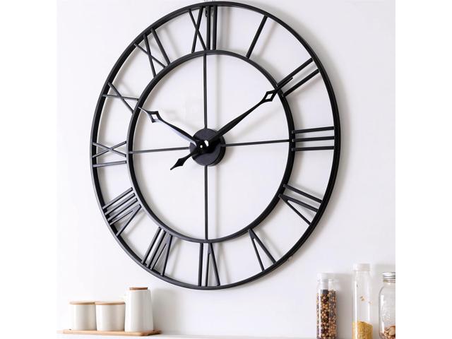 CLXEAST 30 Inch Large Wall Clock Modern, Oversized Roman Numeral Decorative Black Metal Wall Clock for Living Room Decor,House Warming Gifts New Home