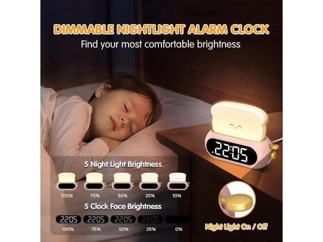 Cute Digital Clock for Bedrooms, Kids Alarm Clocks with Night Light Lamp, 10 Alarm Tones, Adjustable Brightness, Nap Timer, Snooze, Power-off...
