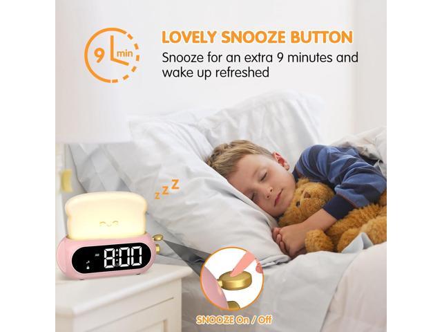 Cute Digital Clock for Bedrooms, Kids Alarm Clocks with Night Light Lamp, 10 Alarm Tones, Adjustable Brightness, Nap Timer, Snooze, Power-off...