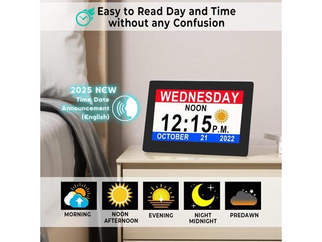MASSII Digital Clock Voice-Talking Date and Time, 20 Alarms Custom Reminder, Large Numbers, Auto DST, Night Dimmer, Sleep Trainer Calendar Clock...