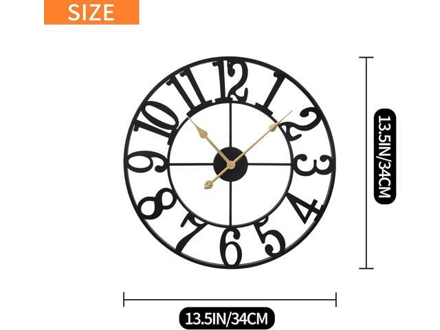 LEIKE Large Wall Clocks,Silent,Non Ticking,Battery Operated Small Vintage Round Modern Metal Wall Clock for Living Room,...