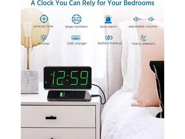 Peakeep Digital Clock, Alarm Clock for Bedrooms with USB Charger Port - Large Big Numbers 5 Brightness for Seniors, Battery Backup, Loud Alarm 5...