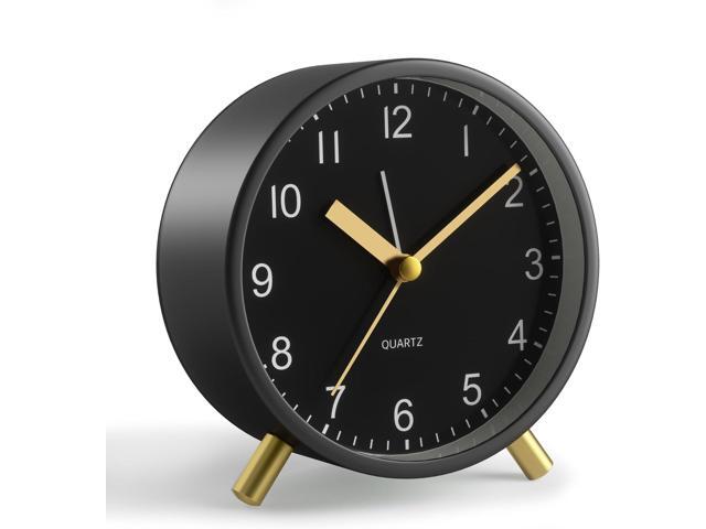 Analog Alarm Clock, 4 inch Super Silent Non Ticking Small Clock with Night Light, Battery Operated, Simple Design, easy setting for Office,...