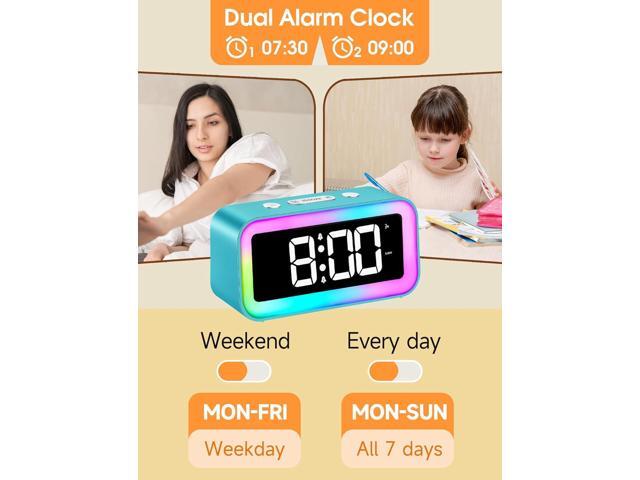 Cadmos Loud Alarm Clock for Bedrooms with Dynamic RGB Night Light,Heavy Sleepers Adults,Dual Alarm,Dimmer,USB Charger,Small Bedside Digital Clock...