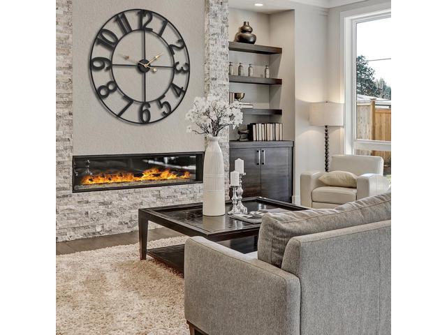 Sorbus 32-Inch Large Wall Clock Decorative Black Metal Clock with Gold Hands Silent, Battery Operated, Modern Wall Decor for Living Room,...