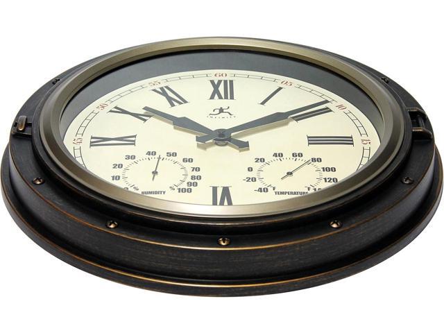Infinity Instruments Forecaster Indoor/Outdoor Wall Clock, Thermometer, Hygrometer combo, Stylish Durable Waterproof Weather Station for your Home,...