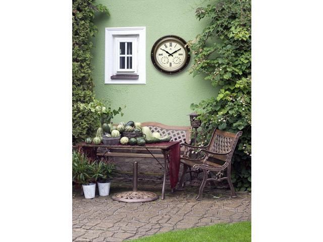 Infinity Instruments Forecaster Indoor/Outdoor Wall Clock, Thermometer, Hygrometer combo, Stylish Durable Waterproof Weather Station for your Home,...