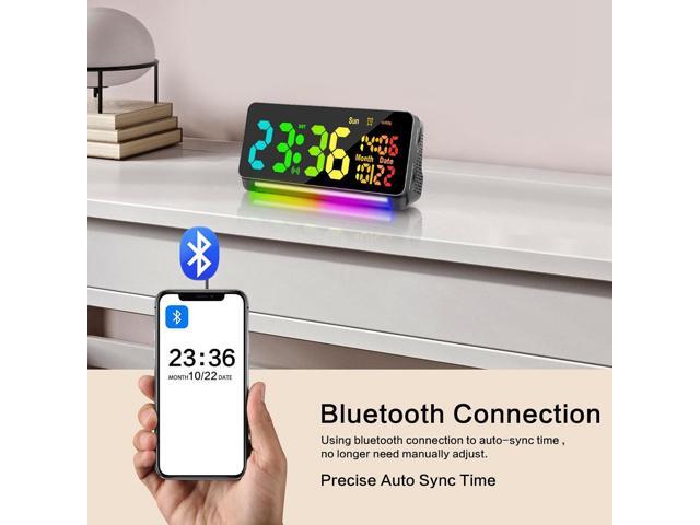 Samshow 120db Super Loud Alarm Clock Heavy Sleepers Adults, Loud Alarm Clock Bluetooth Sync Time,15 Wake Up Sounds, 7 Color Night Light, Dynamic...
