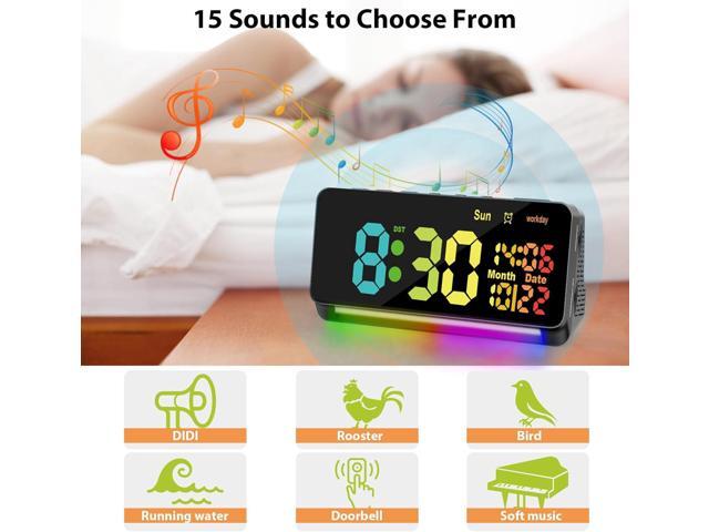 Samshow 120db Super Loud Alarm Clock Heavy Sleepers Adults, Loud Alarm Clock Bluetooth Sync Time,15 Wake Up Sounds, 7 Color Night Light, Dynamic...