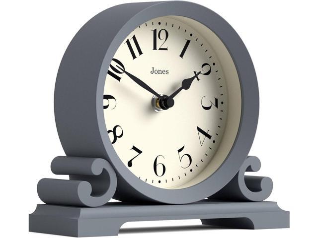 JONES CLOCKS Saloon Mantel Clock Traditional Double Scroll Design French Navy Contemporary Classic Style for Desk, Table, Shelf or Bedside