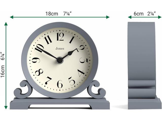 JONES CLOCKS Saloon Mantel Clock Traditional Double Scroll Design French Navy Contemporary Classic Style for Desk, Table, Shelf or Bedside