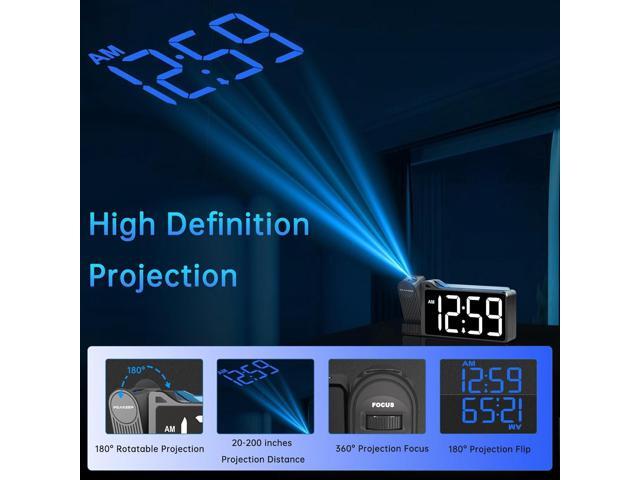 Peakeep Projection Alarm Clock for Bedroom Ceiling, Loud for Heavy Sleepers, RGB Nightlight, Multi-Color Large Display 5 Brightness Dimmer, Plug in...