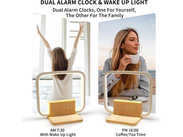 Sunrise Alarm Clock with Wireless Charging Desk Touch Lamp 3 Level Dimmable Wake-up Light Bedside Lamps for Bedroom Living Room,Sunrise Lamp with...