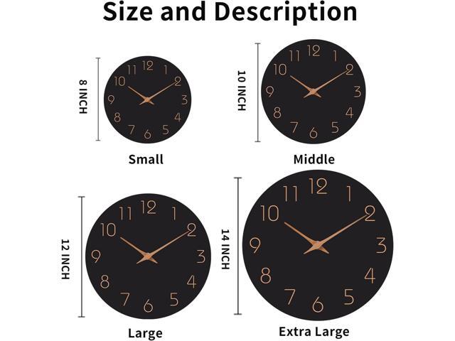 Mosewa 12 Inch Black Wall Clock Battery Operated Silent Non Ticking Modern Simple Minimalist Decorative for Kitchen Bedroom Home Office Bathroom...