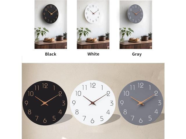 Mosewa 12 Inch Black Wall Clock Battery Operated Silent Non Ticking Modern Simple Minimalist Decorative for Kitchen Bedroom Home Office Bathroom...