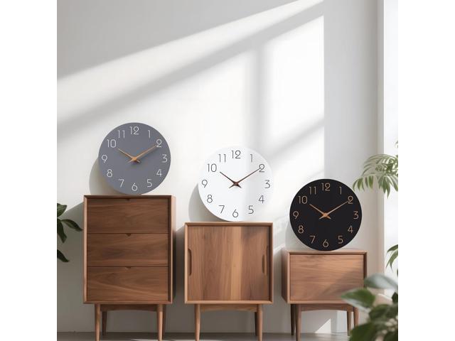 Mosewa 12 Inch Black Wall Clock Battery Operated Silent Non Ticking Modern Simple Minimalist Decorative for Kitchen Bedroom Home Office Bathroom...