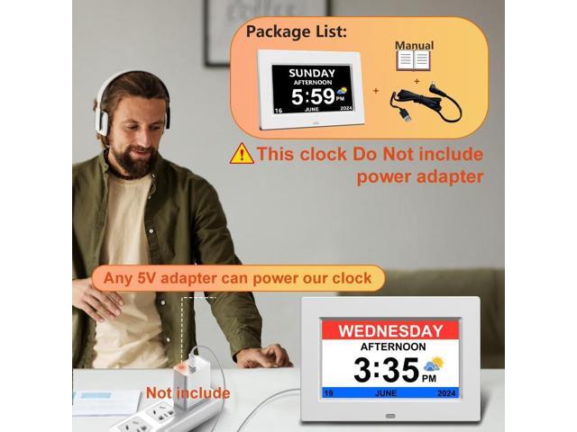 AINFTIME DST Digital Clock with Date and Day of Week for Elderly-12 Alarms Medication Reminder Dementia Alzheimers Clock Calendar with Extra Large...