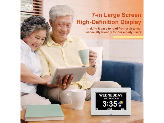AINFTIME DST Digital Clock with Date and Day of Week for Elderly-12 Alarms Medication Reminder Dementia Alzheimers Clock Calendar with Extra Large...