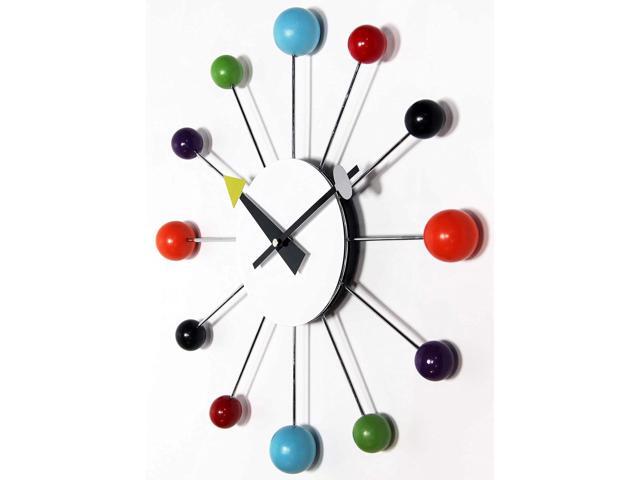 Infinity Instruments Orb Spoke Midcentury Modern 15 inch Retro Starburst Ball Wall Clock Quiet Quartz Movement Mid Century Decorative, Multi,...