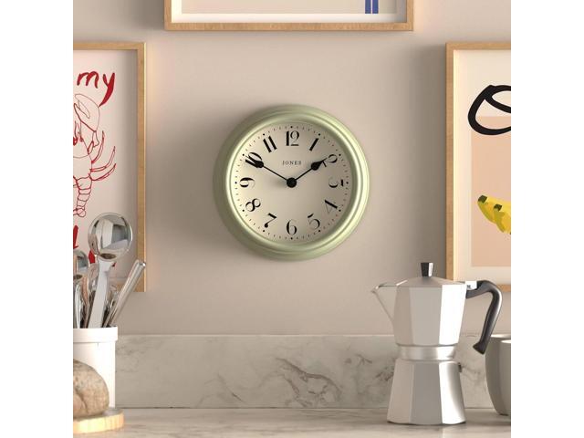 JONES CLOCKS Frieze Wall Clock Small Elegant Classic Round Clock 9 inch Green Pretty Design Ideal for The Kitchen, Living Room, Bedroom,...
