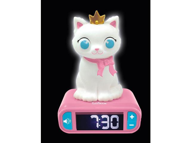 LEXiBOOK - Kitten Digital Alarm Clock for Kids with Night Light Snooze, Childrens Clock, Luminous Cat, White and Pink Colours - RL800KT