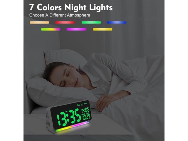 120db Super Loud Alarm Clock for Heavy Sleepers, Bluetooth Connection, 15 Wake Up Sounds, 7 Color Night Light, Dynamic RGB Color Changing, 0-100%...