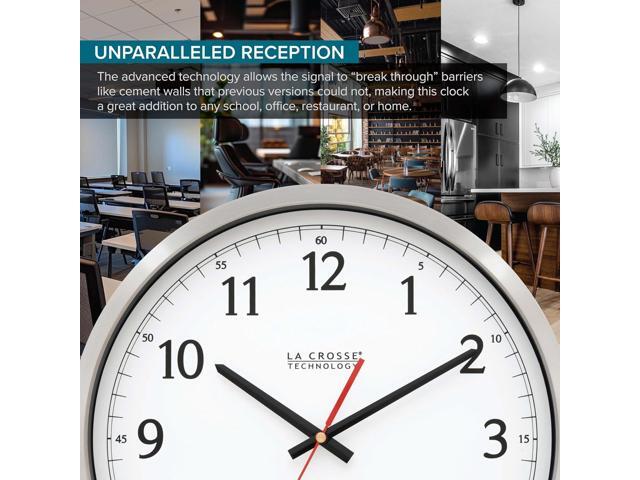 La Crosse Technology 404-1235UA-PL UltrAtomic 14 inch Stainless Steel Wall Clock, Shatterproof Lens, Silver