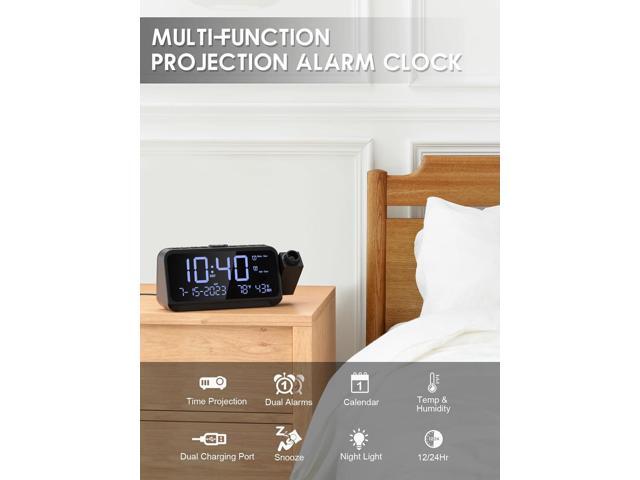 ROCAM Projection Alarm Clock, Digital Clock with 180° Projector on Ceiling Wall, Dual Loud Alarm Clocks for bedrooms with Weekday/Weekend Mode,2...