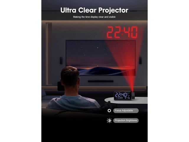 ROCAM Projection Alarm Clock, Digital Clock with 180° Projector on Ceiling Wall, Dual Loud Alarm Clocks for bedrooms with Weekday/Weekend Mode,2...