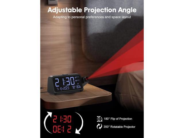 ROCAM Projection Alarm Clock, Digital Clock with 180° Projector on Ceiling Wall, Dual Loud Alarm Clocks for bedrooms with Weekday/Weekend Mode,2...