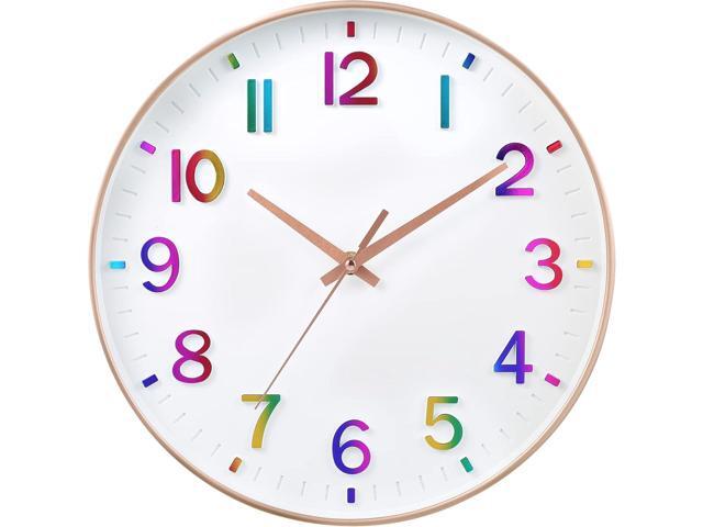 HZDHCLH Kid Wall Clocks Battery Operated,12 inch Silent Non Ticking Modern Wall Clock for Nursery Kids Room Living Room Bedroom Kitchen Office...