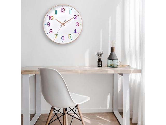 HZDHCLH Kid Wall Clocks Battery Operated,12 inch Silent Non Ticking Modern Wall Clock for Nursery Kids Room Living Room Bedroom Kitchen Office...