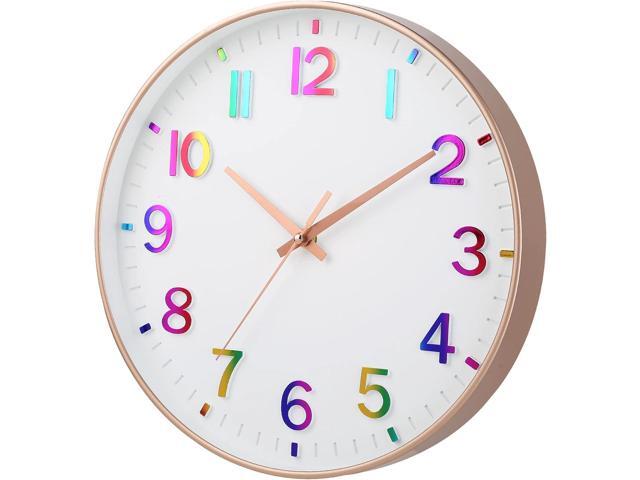 HZDHCLH Kid Wall Clocks Battery Operated,12 inch Silent Non Ticking Modern Wall Clock for Nursery Kids Room Living Room Bedroom Kitchen Office...