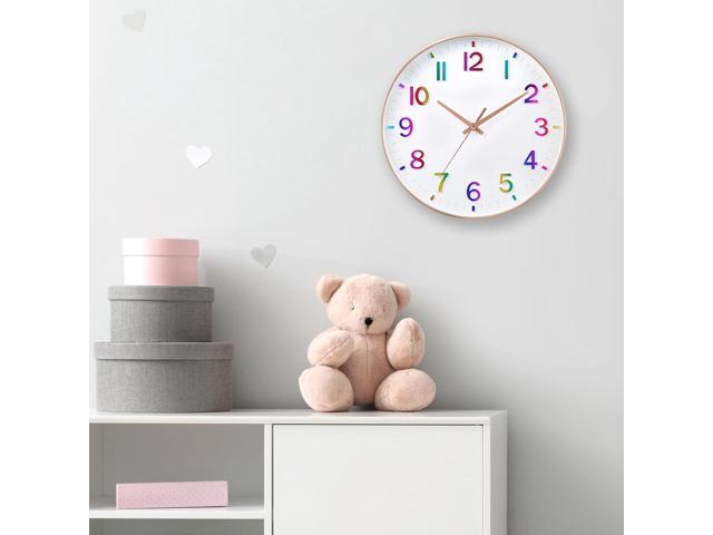 HZDHCLH Kid Wall Clocks Battery Operated,12 inch Silent Non Ticking Modern Wall Clock for Nursery Kids Room Living Room Bedroom Kitchen Office...