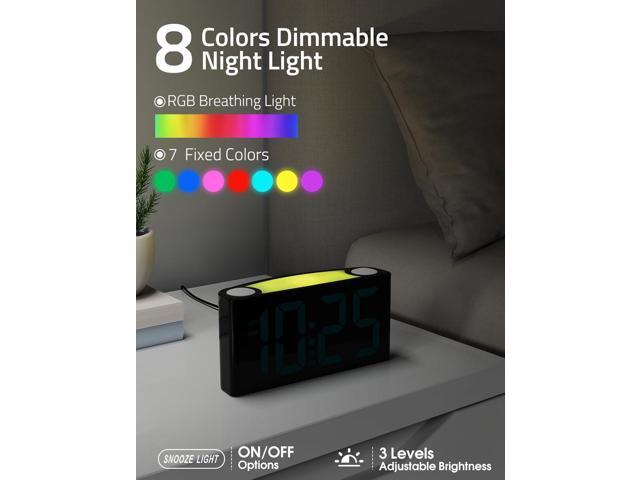 Mesqool Digital Alarm Clock for Bedrooms - Plug-in LED Clock with Dynamic RGB Digits, Dimmable Display & Night Light, 7 Color Options, Adjustable...