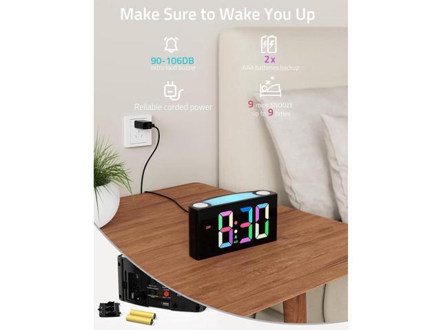 Mesqool Digital Alarm Clock for Bedrooms - Plug-in LED Clock with Dynamic RGB Digits, Dimmable Display & Night Light, 7 Color Options, Adjustable...