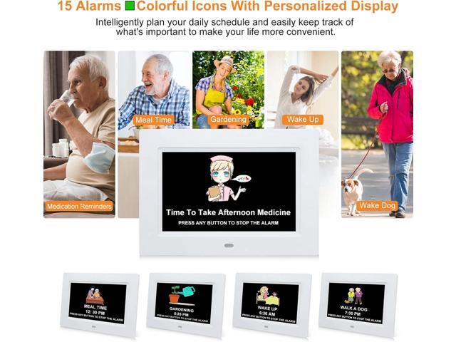 Digital Calendar Dementia Alarm Clock with Day and Date for Elderly - 15 Alarms 5 Colors Display Digital Clock Large Display Alzheimers Large...